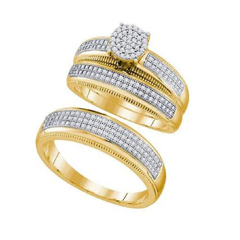 10KT Yellow Gold 0.50CTW DIAMOND MICRO PAVE TRIO SET