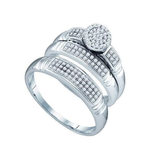 10KT White Gold 0.33CTW DIAMOND MICRO PAVE TRIO SET