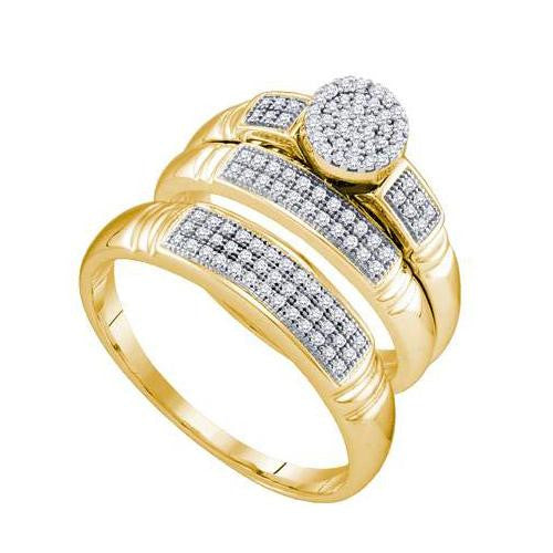 10KT Yellow Gold 0.33CTW DIAMOND MICRO PAVE TRIO SET