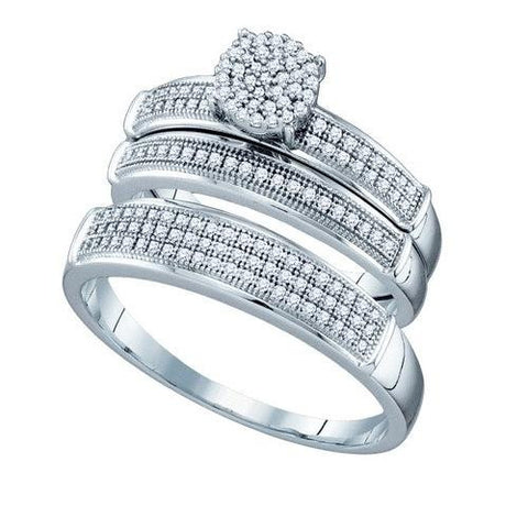 10KT White Gold 0.40CTW DIAMOND MICRO PAVE TRIO SET