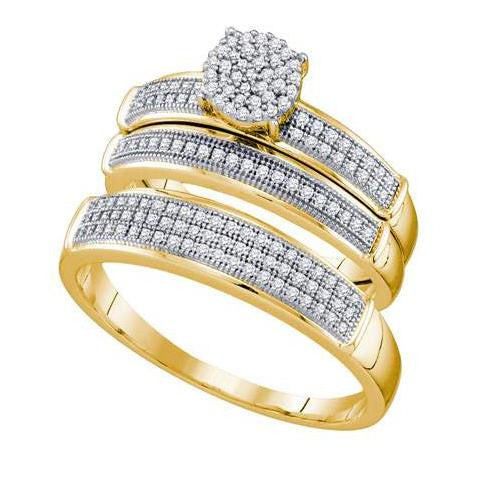 10KT Yellow Gold 0.40CTW DIAMOND MICRO PAVE TRIO SET