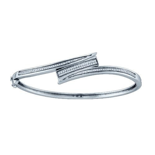 925 Sterling Silver White 0.28CTW DIAMOND  MICRO PAVE BANGLE