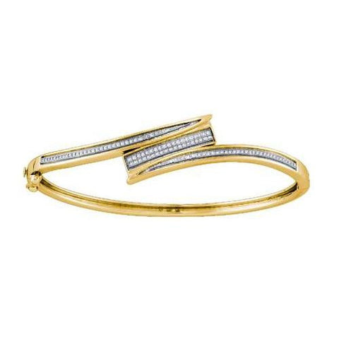 925 Sterling Silver Yellow 0.28CTW DIAMOND MICRO PAVE BANGLE