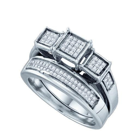 925 Sterling Silver White 0.29CTW DIAMOND  MICRO PAVE BRIDAL RING