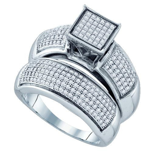 925 Sterling Silver White 0.63CTW DIAMOND  MICRO PAVE BRIDAL RING