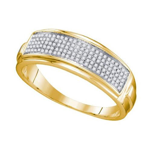 925 Sterling Silver Yellow 0.22CTW DIAMOND MICRO PAVE MENS BAND