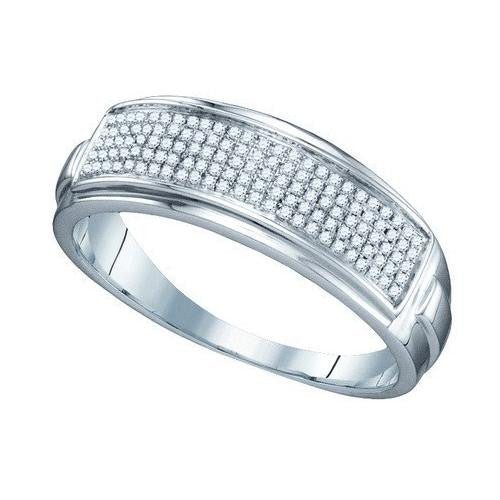 925 Sterling Silver White 0.22CTW DIAMOND MICRO PAVE MENS BAND