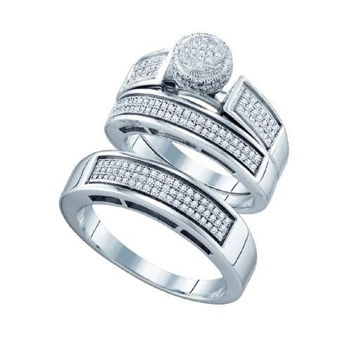 925 Sterling Silver White 0.62CTW DIAMOND  FASHION TRIO SET