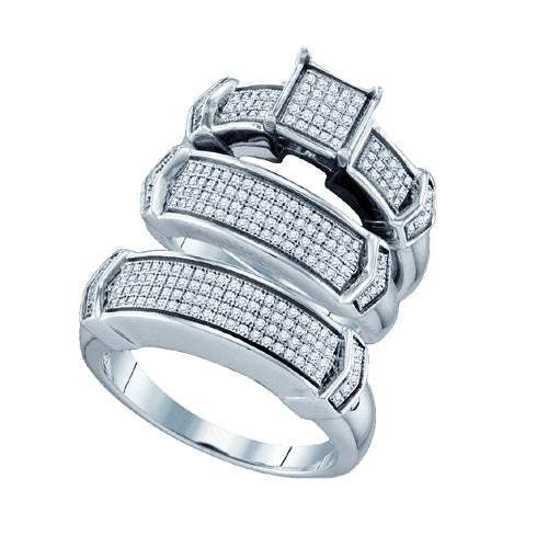 925 Sterling Silver White 0.68CT DIAMOND  FASHION TRIO SET