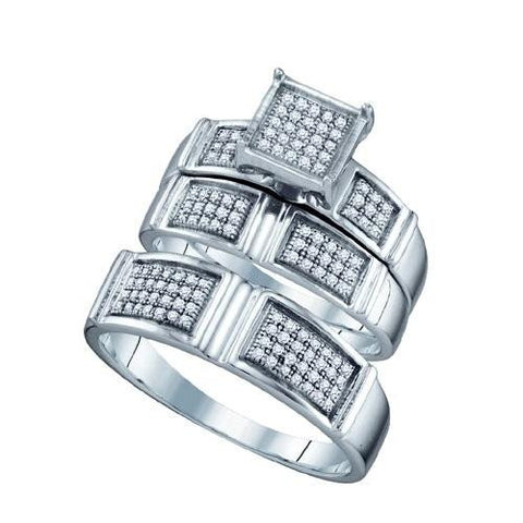 10KT White Gold 0.35CTW  DIAMOND  FASHION TRIO SET