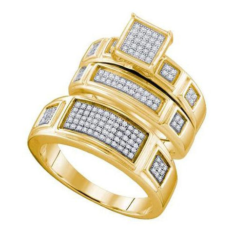 10KT Yellow Gold 0.44CTW  DIAMOND FASHION TRIO SET