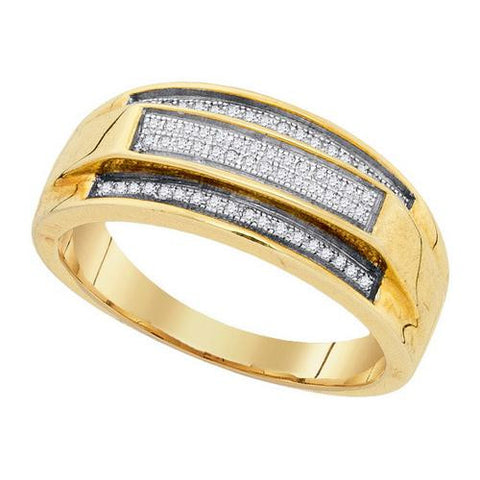 925 Sterling Silver Yellow 0.19CT DIAMOND MICRO-PAVE MENS BAND