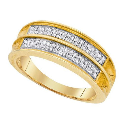 925 Sterling Silver Yellow 0.22CT DIAMOND MICRO-PAVE MENS BAND