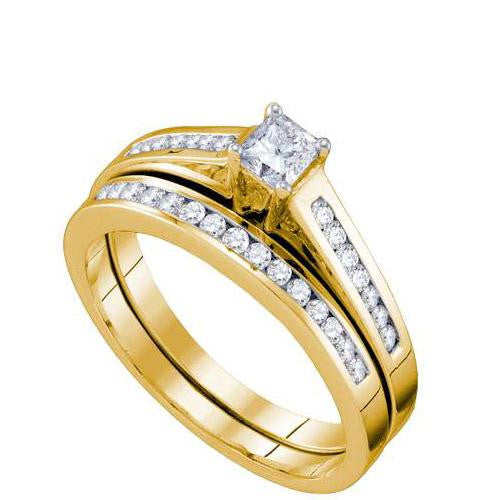 14KT Yellow Gold 0.50CT DIAMOND PRINCESS CENTER BRIDAL SET