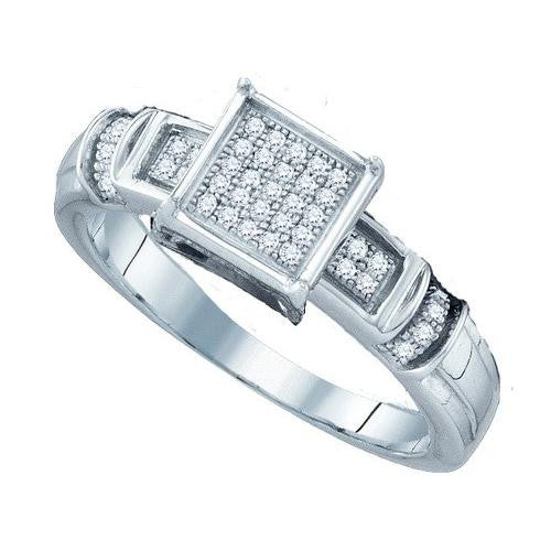 925 Sterling Silver White 0.12CTW DIAMOND  MICRO PAVE RING