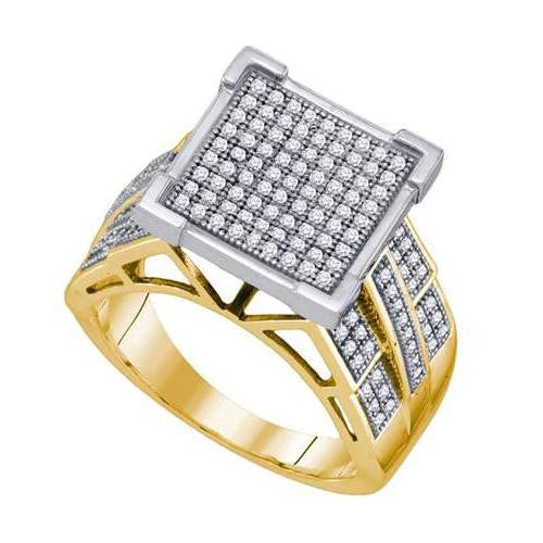 925 Sterling Silver Yellow 0.50CT DIAMOND MICRO PAVE RING