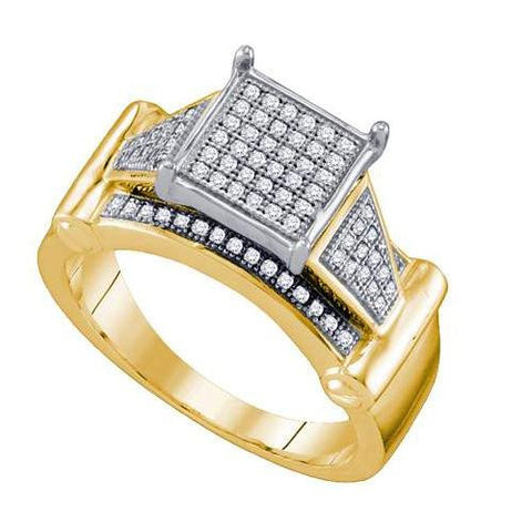 925 Sterling Silver Yellow 0.25CT DIAMOND MICRO PAVE RING