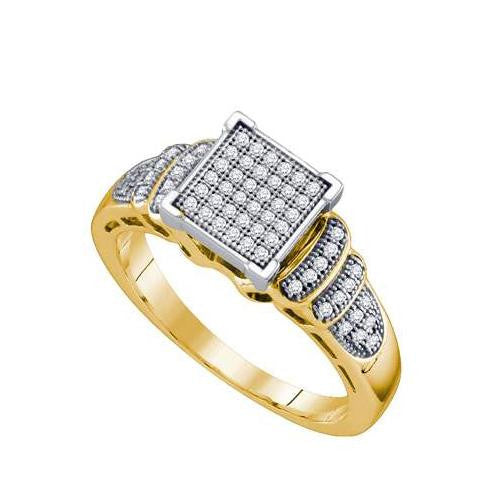 925 Sterling Silver Yellow 0.20CTW DIAMOND MICRO PAVE RING