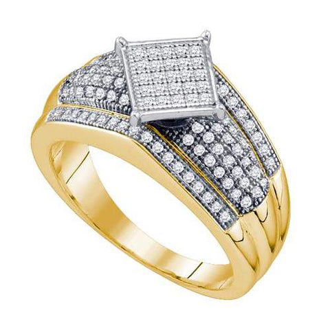 925 Sterling Silver Yellow 0.33CT DIAMOND MICRO PAVE RING