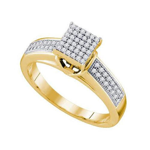 925 Sterling Silver Yellow 0.25CTW DIAMOND MICRO PAVE RING