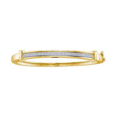 925 Sterling Silver Yellow 0.30CTW DIAMOND MICRO PAVE BANGLE