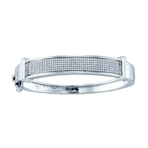 925 Sterling Silver White 0.90CTW DIAMOND  MICRO PAVE BANGLE