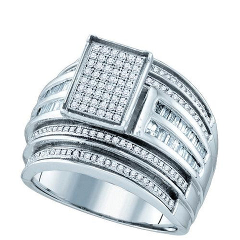 925 Sterling Silver White 0.86CTW DIAMOND  MICRO PAVE RING