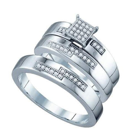 10KT White Gold 0.15CT DIAMOND  MICRO PAVE TRIO SET