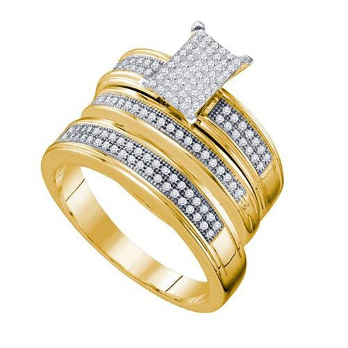 10KT Yellow Gold 0.42CTW DIAMOND MICRO PAVE TRIO SET