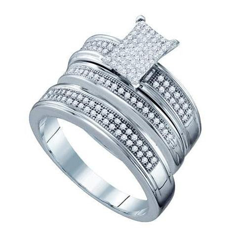 10KT White Gold 0.42CTW DIAMOND  MICRO PAVE TRIO SET