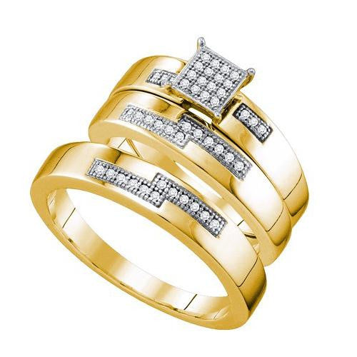 925 Sterling Silver Yellow 0.15CTW DIAMOND MICRO PAVE TRIO SET