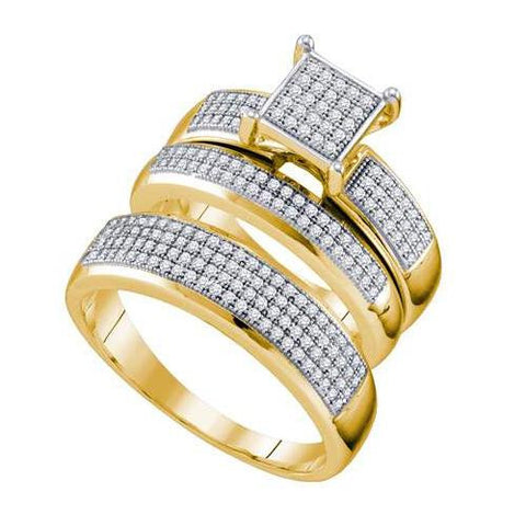 925 Sterling Silver Yellow 0.63CT DIAMOND MICRO PAVE TRIO SET