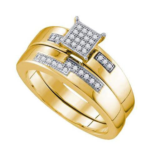 10K Yellow-gold 0.11CT DIAMOND MICRO PAVE BRIDAL SET