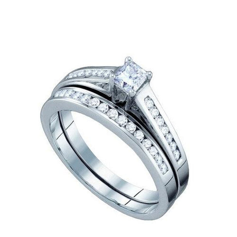 10KT White Gold 0.50CT DIAMOND PRINCESS CENTER BRIDAL SET