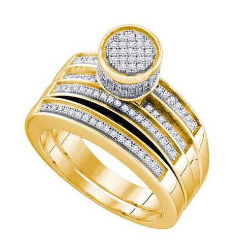 925 Sterling Silver Yellow 0.38CTW DIAMOND MICRO PAVE BRIDAL RING