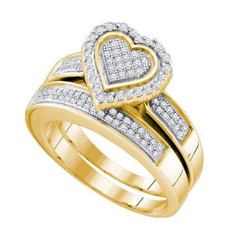 925 Sterling Silver Yellow 0.40CTW DIAMOND MICRO PAVE BRIDAL RING