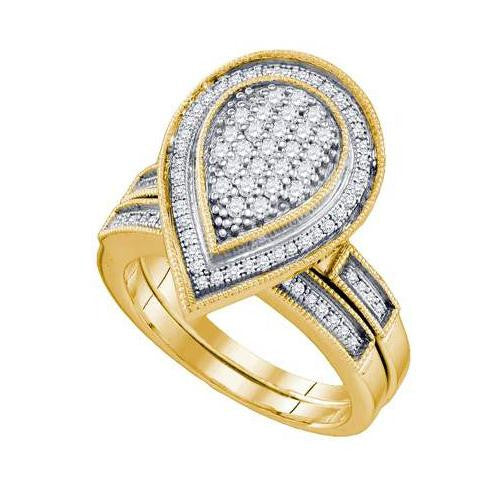 925 Sterling Silver Yellow 0.53CTW DIAMOND MICRO PAVE BRIDAL RING