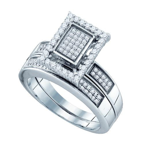 925 Sterling Silver White 0.55CTW DIAMOND  MICRO PAVE BRIDAL RING