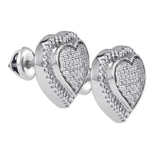 925 Sterling Silver White 0.69CT DIAMOND HEART EARRING