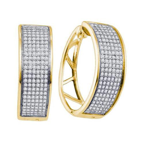 925 Sterling Silver Yellow 0.91CTW DIAMOND MICRO PAVE EARRINGS