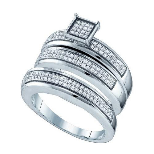 925 Sterling Silver White 0.48CTW DIAMOND  FASHION TRIO SET