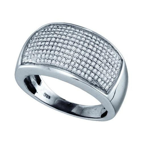 925 Sterling Silver White 0.57CTW DIAMOND  MICRO PAVE RING