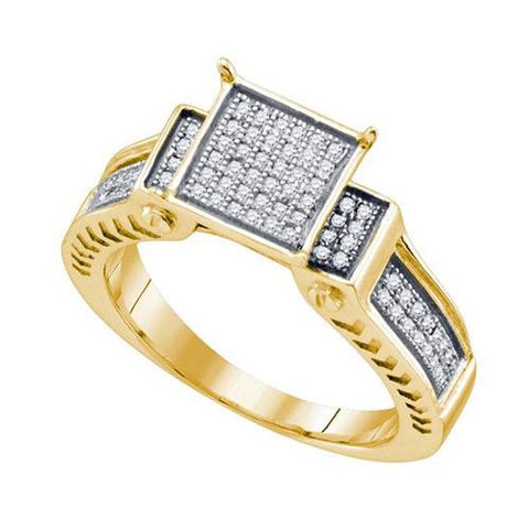 925 Sterling Silver Yellow 0.24CTW DIAMOND MICRO PAVE RING