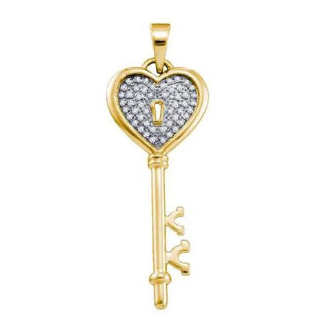 925 Sterling Silver Yellow 0.16CTW DIAMOND KEY PENDANT