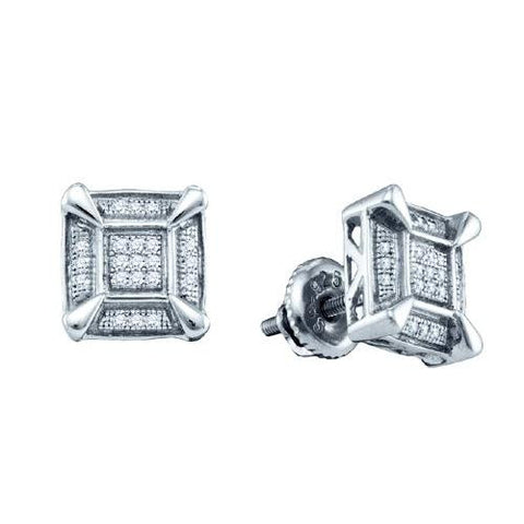 925 Sterling Silver White 0.14CTW DIAMOND  MICRO PAVE EARRINGS