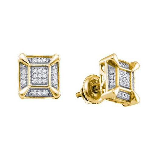 925 Sterling Silver Yellow 0.14CTW DIAMOND MICRO PAVE EARRINGS