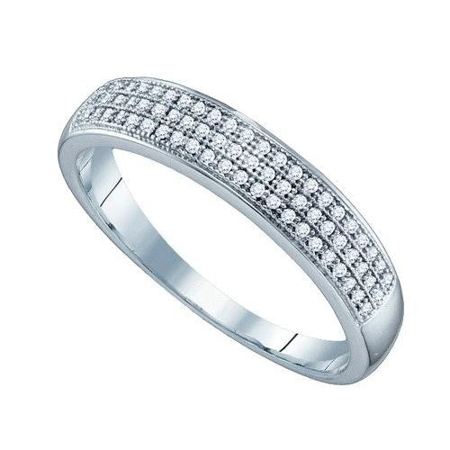 10KT White Gold 0.20CTW DIAMOND  MICRO PAVE MENS BAND