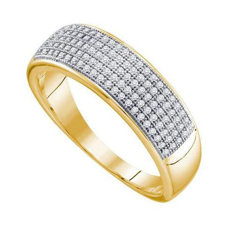 10KT Yellow Gold 0.33CTW DIAMOND MICRO PAVE MENS BAND