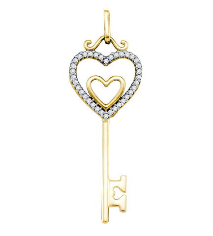 1-10CT-Diamond MICRO-PAVE KEY HEART PENDANT