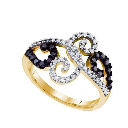 10K Yellow-gold 0.33 CTW BLACK DIAMOND FASHION RING